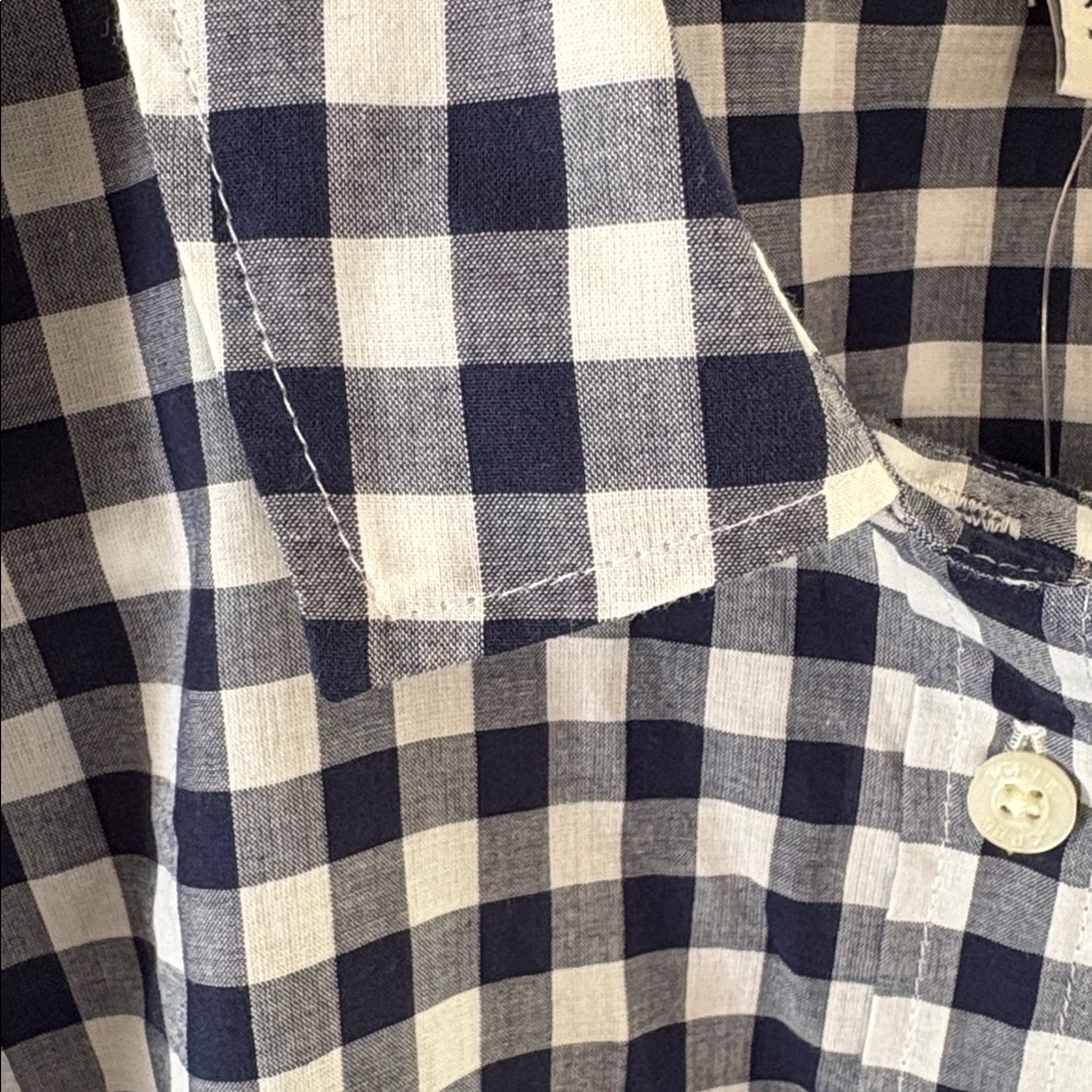 J Crew navy white gingham long sleeve button down cotton shirt Size XXL - Picture 3 of 9